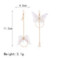 Hot Trendy Fairy Yarn Asymmetric Butterfly Long Earrings For Girl Ear Adornment Alloy Circle Rhinestone Pendient Jewerly
