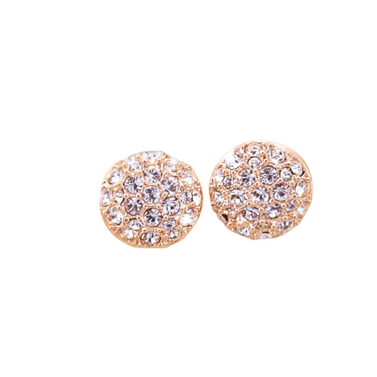 Rhinestone Round Stud Earrings Fashion Women Female Earrings Piercing Jewelry