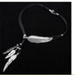 3 Colors Black Rope Multilayer Feather Leaf Tassels Pendant Necklace