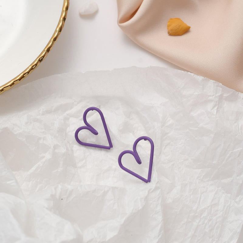 Purple Heart Stud Earrings Cute Dangle Earrings Women Jewelry Gift for Her