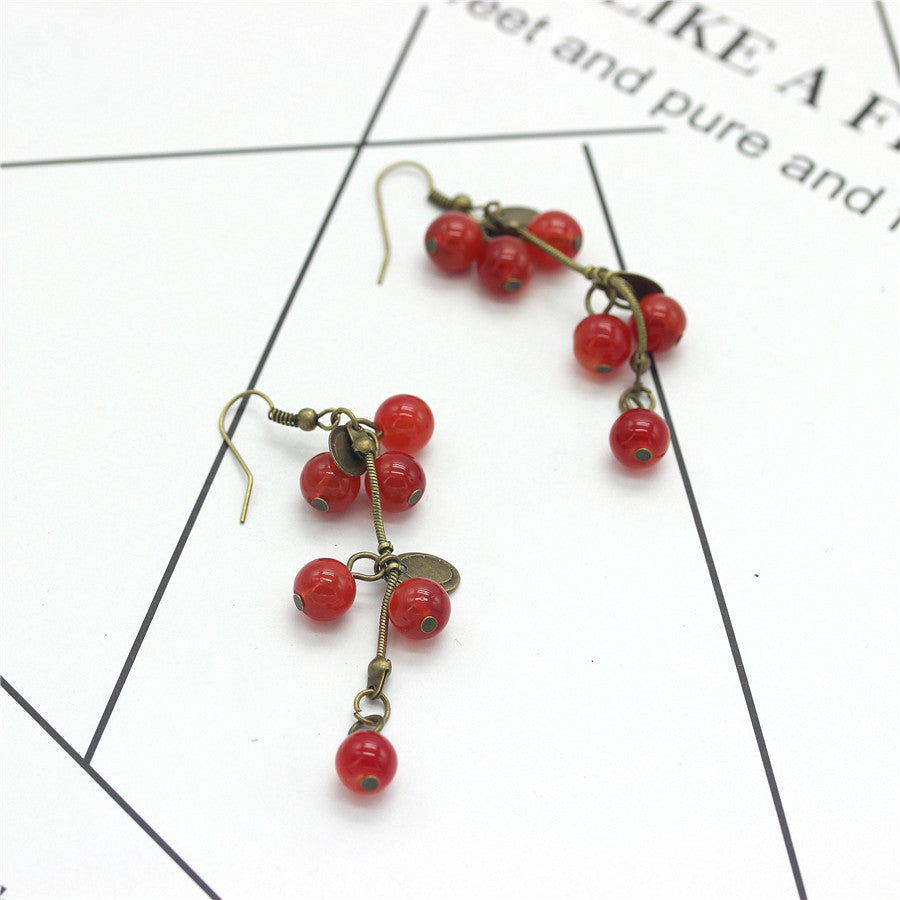 Red Currant Ear Drop Earrings Dangle Women Fashion Jewelry Gift for Her