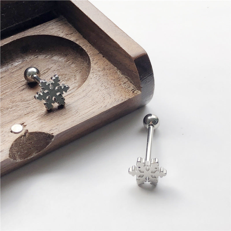 Steel Snowflake Stud Earrings for Women Girls Fashion Earrings Piercing Jewelry