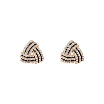 Black Stripe Triangle Stud Earrings Women Jewelry Mom Gift Everyday Wear