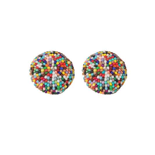 Colorful Round Bead Stud Earrings for Women Girls Ear Studs Jewelry Gift Fashion