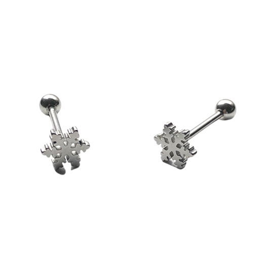 Steel Snowflake Stud Earrings for Women Girls Fashion Earrings Piercing Jewelry