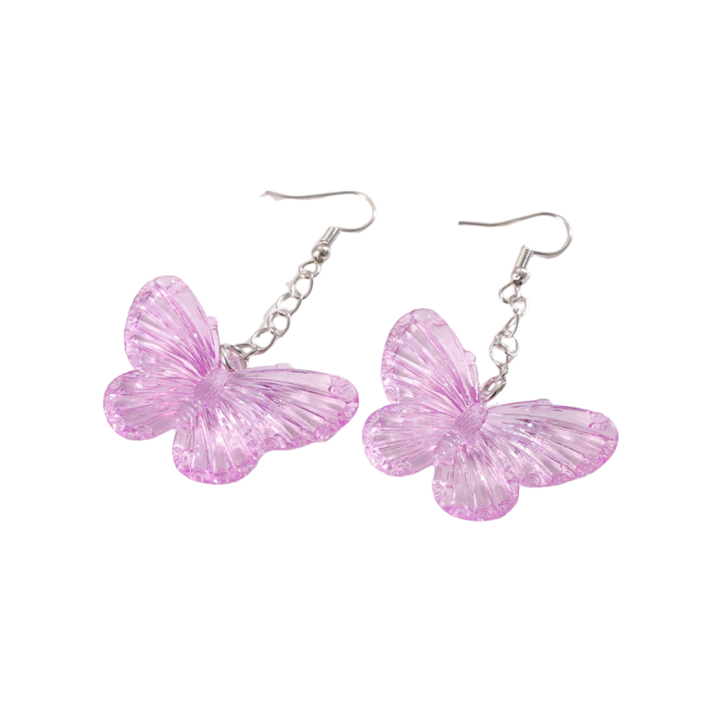 Purple Butterfly Drop Earrings Cute Dangle Earrings Women Jewelry Gift for Her