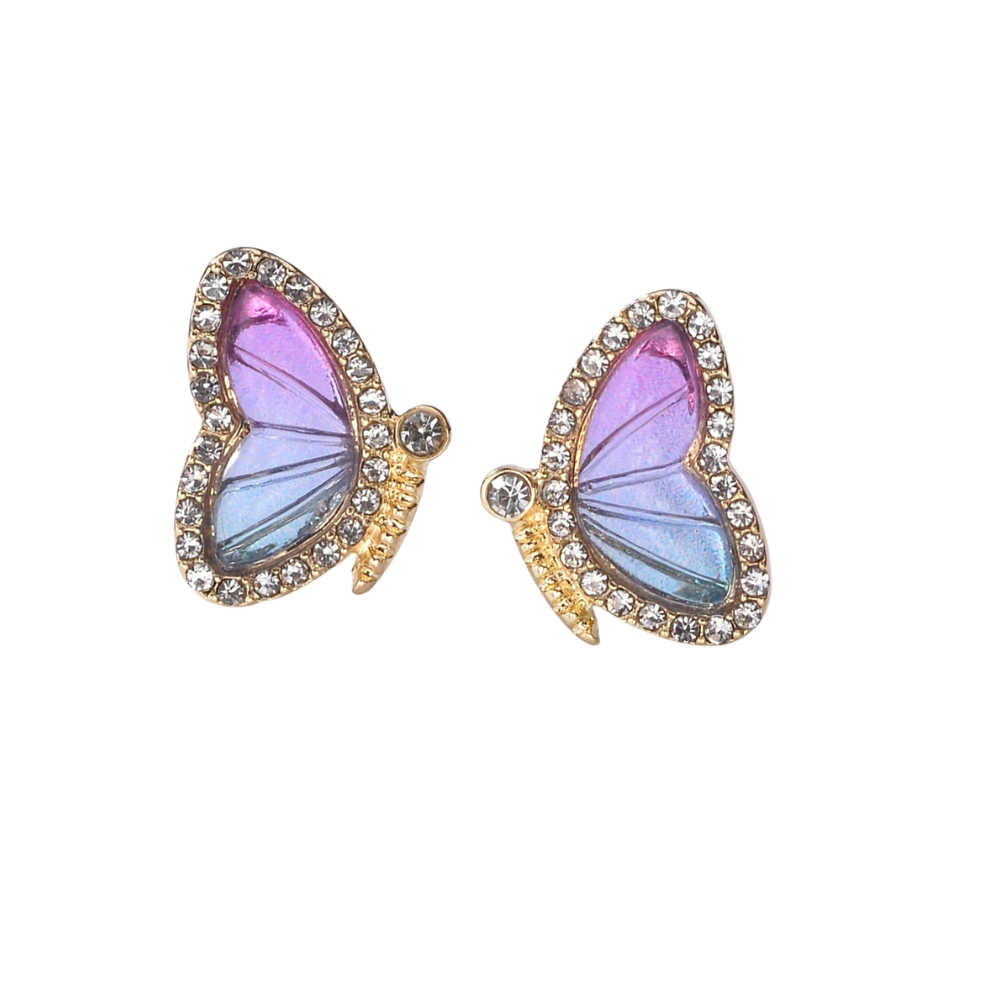 Rhinestone Butterfly Stud Earrings for Women Girls Ear Studs Jewelry Gift