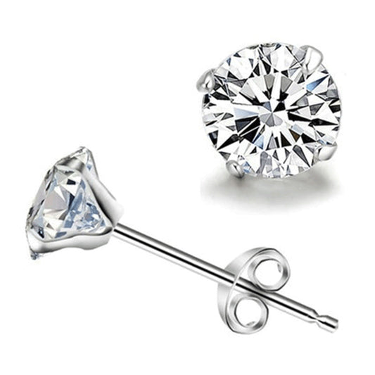 Stud Earrings 925 Sterling Silver Fashion Shiny Crystal Star Ladies Jewelry Women Classic Studs