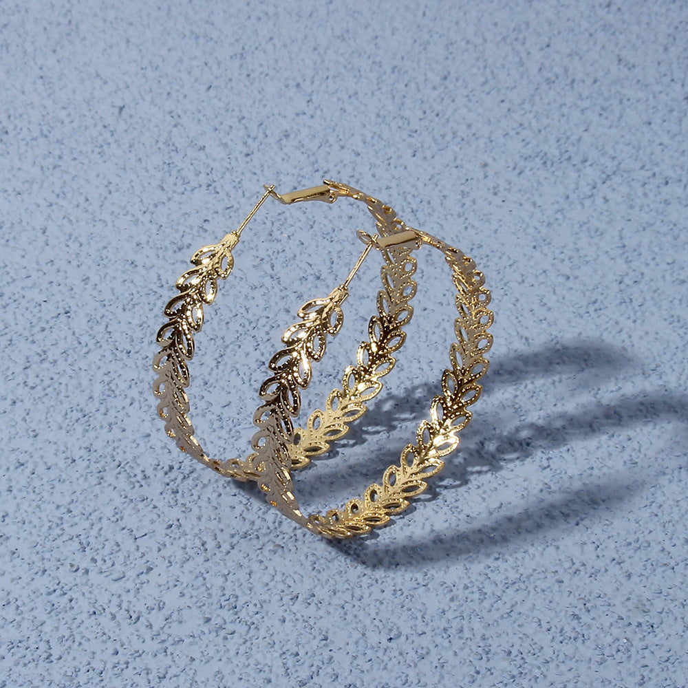 Leaf Vine Hoop Earring Women Jewelry Mom Gift Everyday Wear Earrings