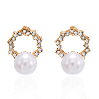 Wreath Pearl Stud Earrings Women Jewelry Mom Gift Everyday Wear Earrings