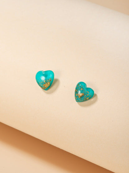 Green Heart Stud Earrings Female Girl Fashion Earrings Birthday Holiday Gifts
