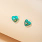 Green Heart Stud Earrings Female Girl Fashion Earrings Birthday Holiday Gifts