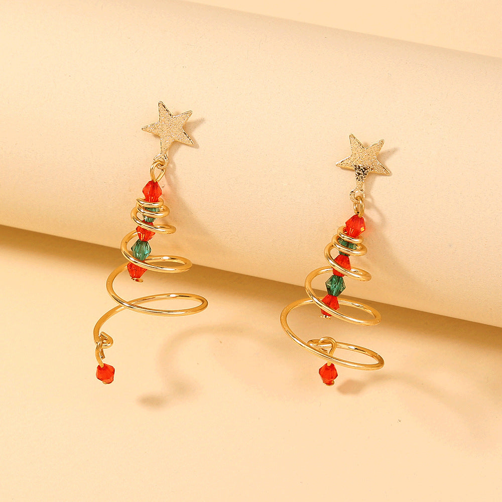 Christmas Earrings Cross-border Star Spiral Christmas Tree