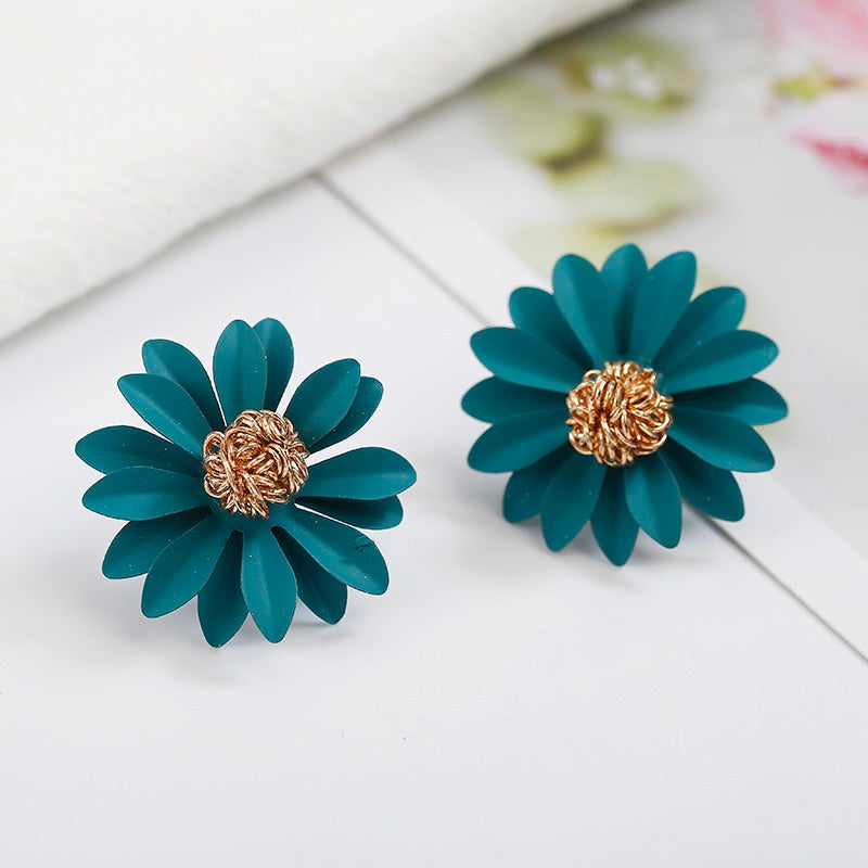 European And American Small Daisy Flower Colorful Earrings