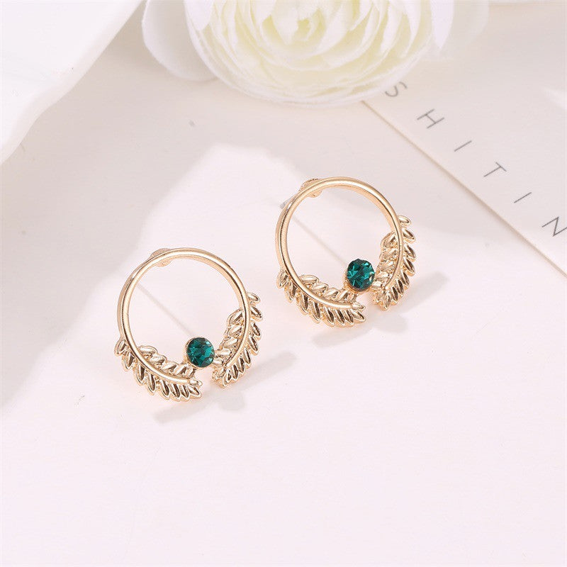 Leaves Detail Ring Dangle Earrings Jewelry Accessories Girls Fashion Accessory