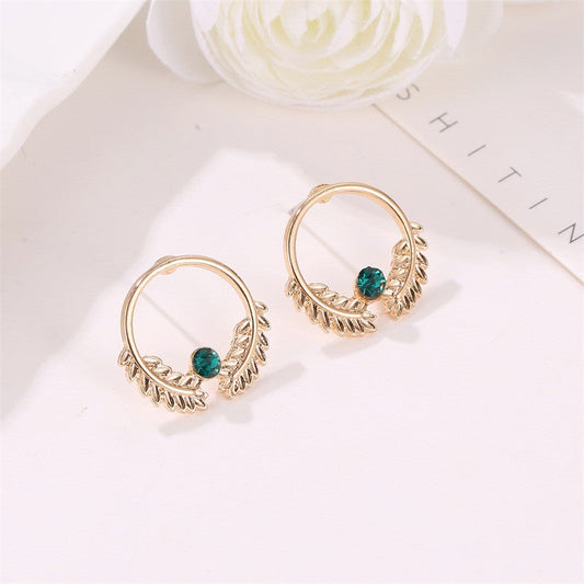 Leaves Detail Ring Dangle Earrings Jewelry Accessories Girls Fashion Accessory
