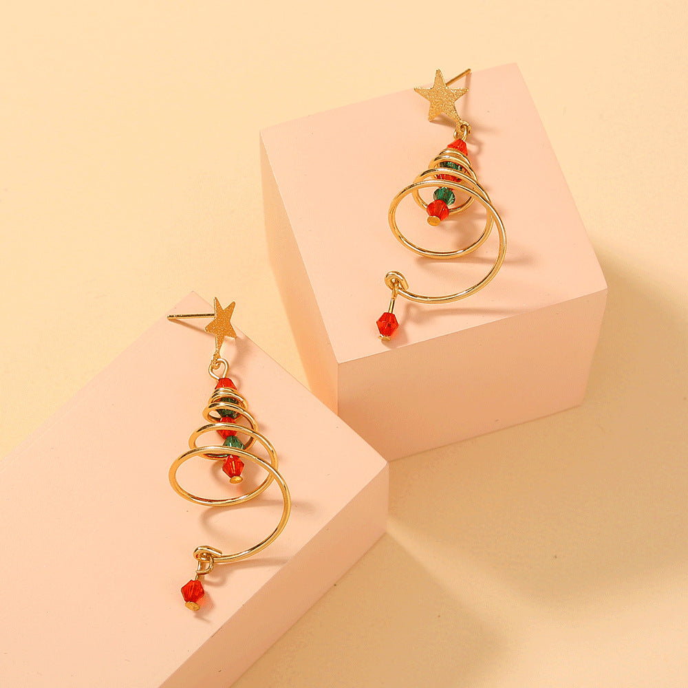 Christmas Earrings Cross-border Star Spiral Christmas Tree