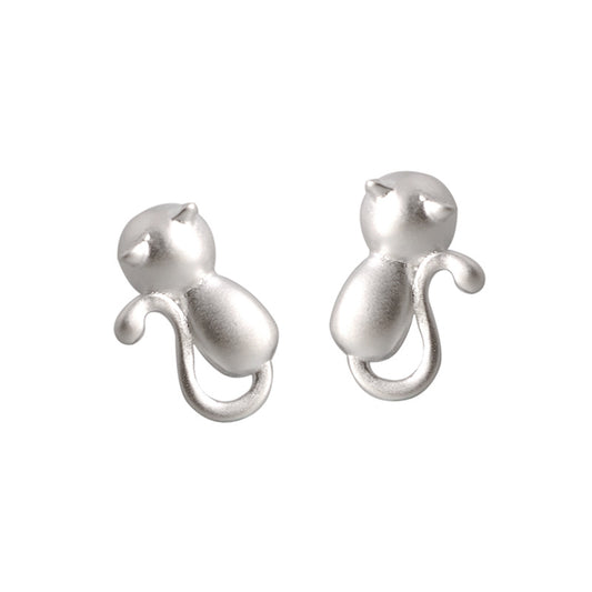 Silver Cat Stud Earrings Jewelry Women Party Earrings Fashion Animal Jewelry Gift Accessory Girls Modern Studs Earring