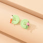 Green Button Stud Earrings Female Girl Fashion Earrings Birthday Holiday Gifts