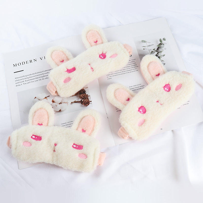 Plush Sweet And Cute Hair Band Girly Heart Shading Bunny Eye Mask