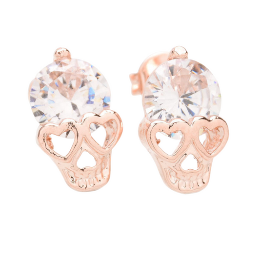 Rhinestone Skull Stud Earrings for Women Girls Fashion Earrings Piercing Jewelry