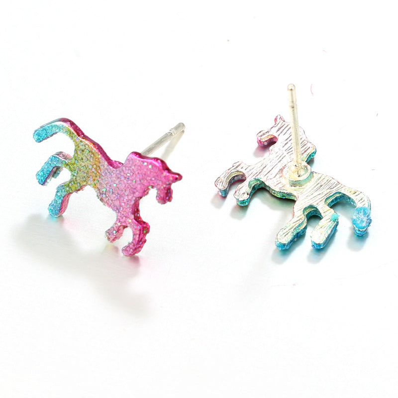 Glitter Unicorn Stud Earrings Fashion Jewelry for Girls Women Gift Accessories