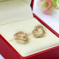 Luxury Gold Heart Rose Gold Color Stud Earrings