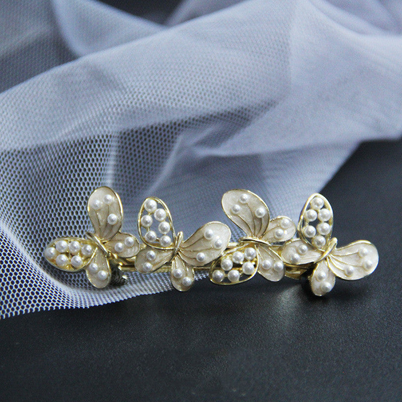 Fashion Creativity Pearl Drop Oil Flower Alloy Hairpin