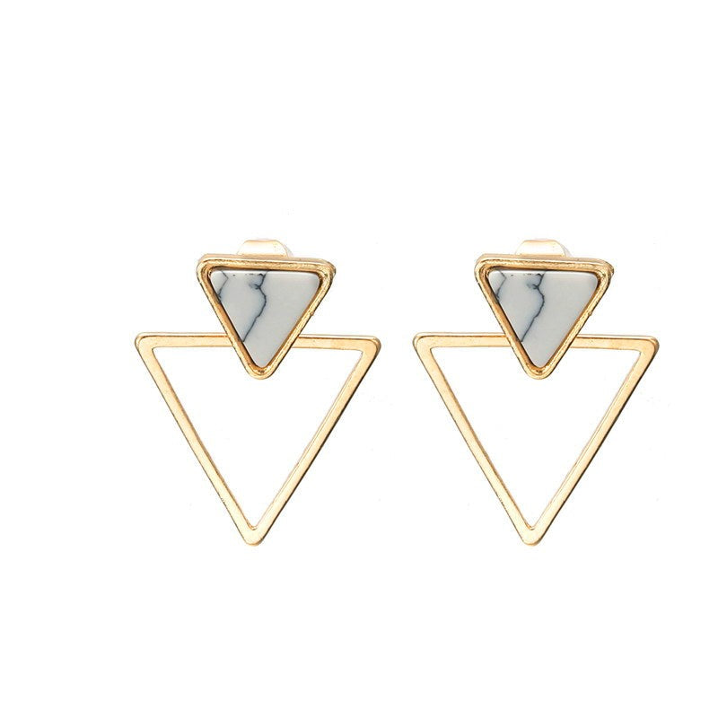 Marbled Design Triangle Ear Drop Earrings Dangle Women Fashion Jewelry Gift for