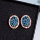 Blue Glitter Oval Stud Earrings Fashion Women Female Earrings Piercing Jewelry