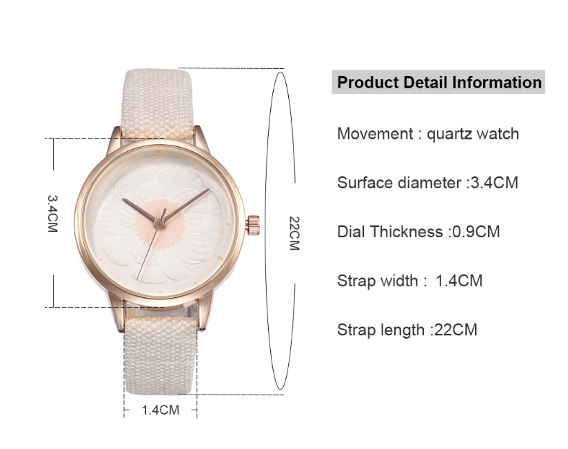 3D flower dial fashion simple quartz watch