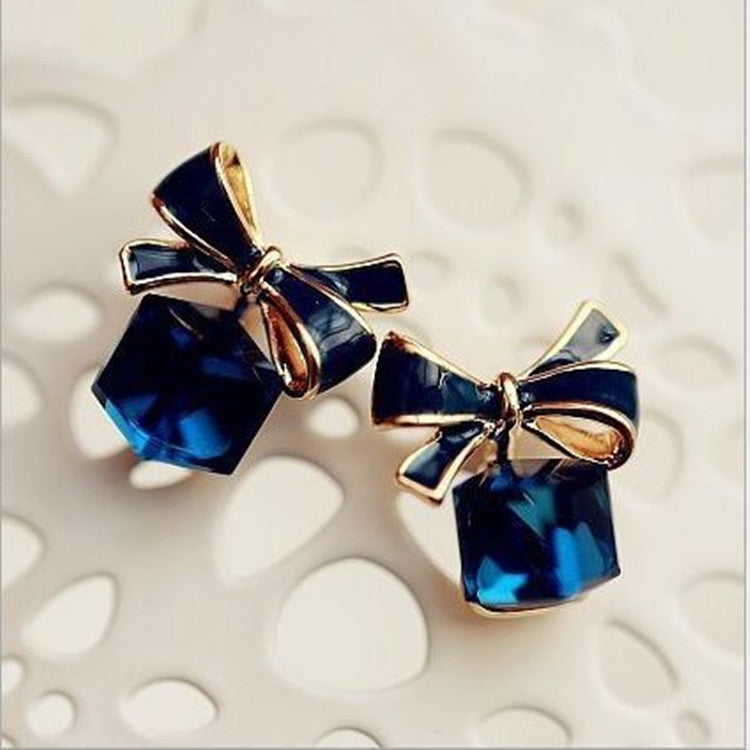 Bow Cubic Crystal Earrings Rhinestone Stud Earring Women Party Girls Modern Jewelry Accessory