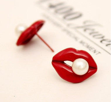 Red Lips Stud Earrings for Girls Women Stud Jewelry Gift Accessories