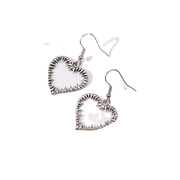 Spiky Heart Ear Drop Earrings Dangle Women Fashion Jewelry Gift for Her