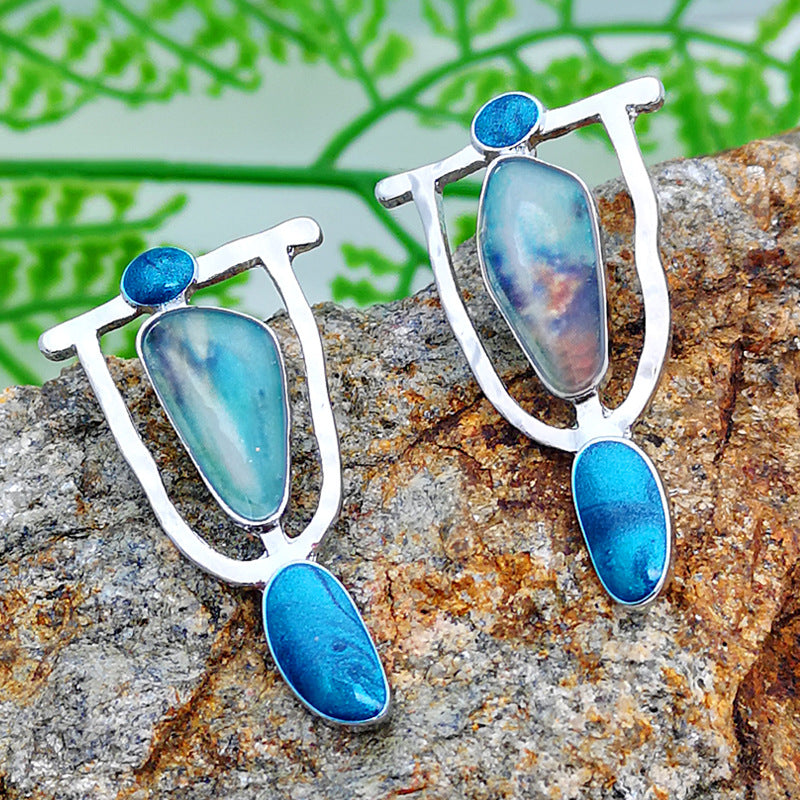 Irregular Retro Blue Dangle Earrings Cute Summer Earring Jewelry Gift for Her