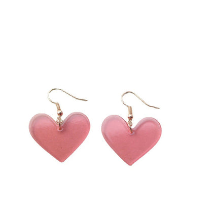 Pink Heart Pendant Drop Dangle Earrings Women Jewelry Gift for Her Accessories