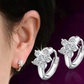 Rhinestone Flower Hoop Earrings Fashion Jewelry for Girls Women Gift Accessories