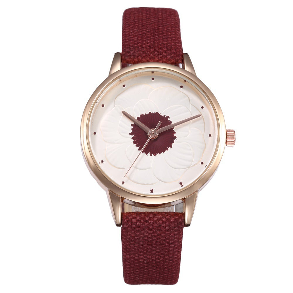 3D flower dial fashion simple quartz watch