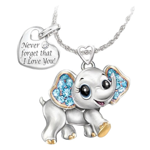 Women Necklace Blue Cute Elephant Necklace Fashion Cartoon Animal Necklaces For Kids Necklaces Jewelry Gifts