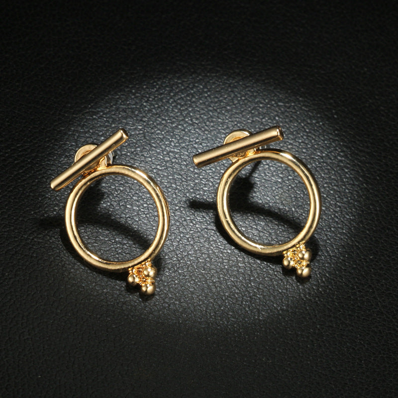 Circle Bar Ear Stud Earrings Dangle Women Fashion Jewelry Gift for Her