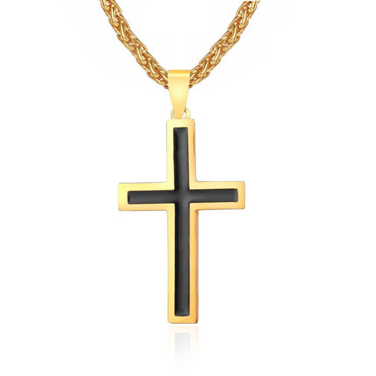 18K Gold and Silver Cross Necklace