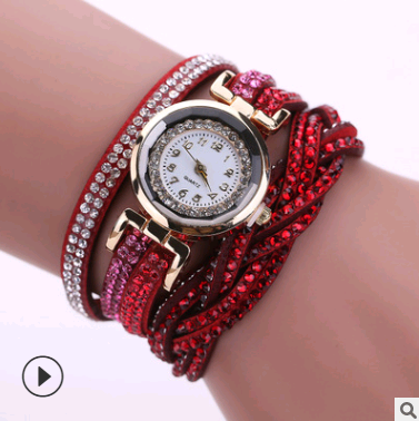 Fashion watch ladies fashion watch, diamond twisted pu belt winding fashion watch