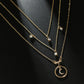 Tocona Bohemian Antique Gold Circle Moon Rhinestone Pendant Chokers Necklaces Multi Layer Necklace Collar for Women Jewelry 3294