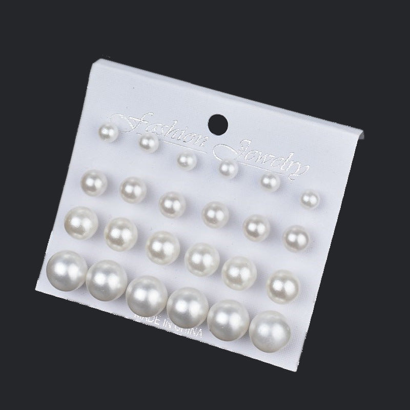 12pairs 4 Sizes Pearl Style Stud Earrings for Women Girls Fashion Earrings