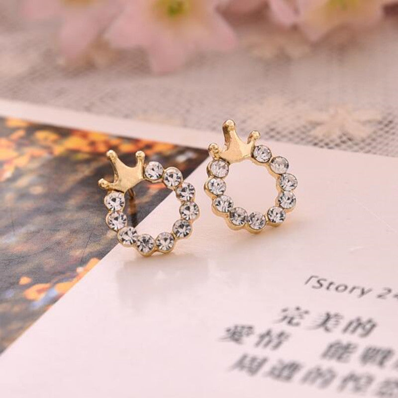 Crown Round Jewelry Stud Earrings Modern Fashion Women Earrings Piercing Studs