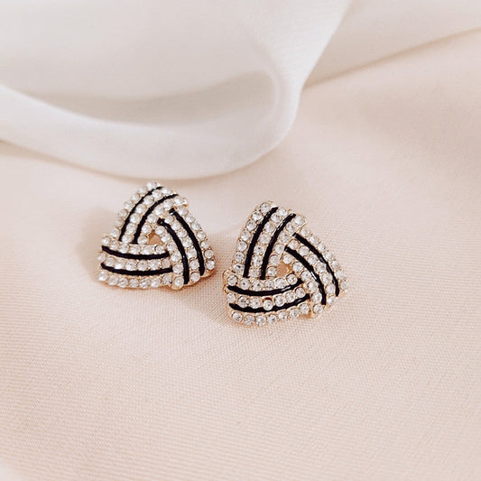 Black Stripe Triangle Stud Earrings Women Jewelry Mom Gift Everyday Wear