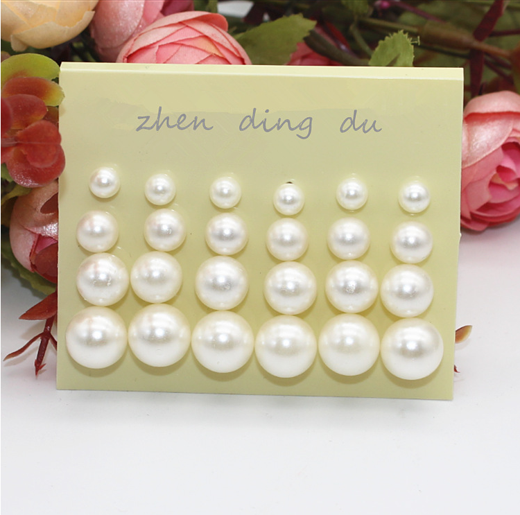 12pairs Pearl Style Stud Earrings for Girls Women Stud Jewelry Gift Accessories