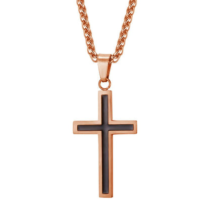 18K Gold and Silver Cross Necklace