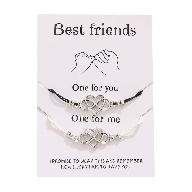 Cross-border Best-selling Best Friends Friendship Card Bracelet Simple Personality Love 8 Character Couple Bracelet Jewelry