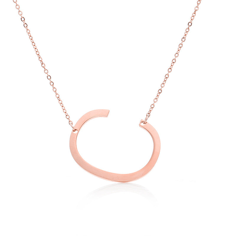 Fabulous Rose Gold Plated Stainless Steel Initial Letter Pendant Necklace